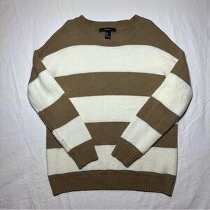 Forever 21 Brown And White Striped Long Sleeve Sweater Women’s Small